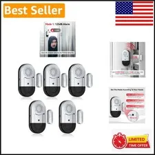 Easy Install Door Window Alarm Set - 5 Pack, 125dB Volume Control Security