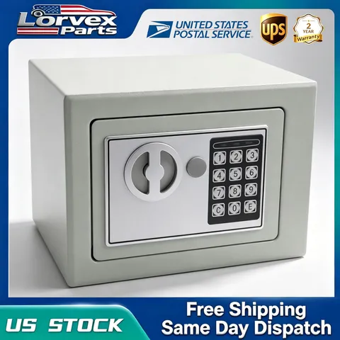 GRAY Safe Digital Electronic Key Pad Lock Cash Box Home Security HD‑duty Steel