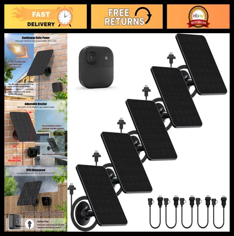 5 Pack Solar Panel for Blink Outdoor Cameras - 13.1ft Cable & Mount, XT2/XT3 Com