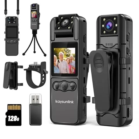Body Camera with Audio and Video Recording 1080P FHD Mini Police Wearable 128GB