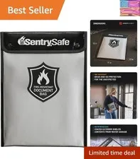Fire and Water Resistant Portable Bag with Zipper for Money or Document Stora...