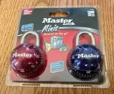 Two Master Locks One Combination Locks Mini Sports Red & Purple Ball Metal "NEW"