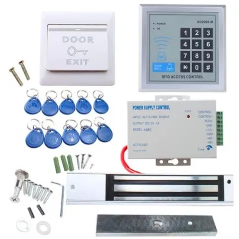 RFID Door Access Control System Kit Magnetic Lock 10 Key Fobs Exit Button HS0014