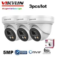 3 Pack Vikylin Dual Light 5MP POE Camera Onvif Full Color IR Audio Outdoor Wired