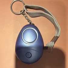 Blue Personal Attack Alarm with Keyring, Lanyard, Plastic, Battery Powered
