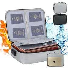 FireProof Document Box with Lock File Storage Organizer Box Safe Bag Waterproof