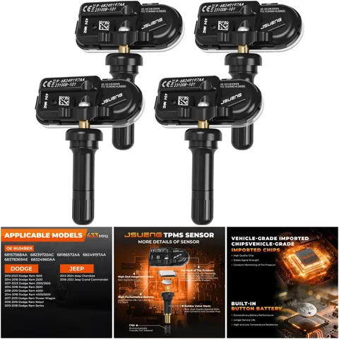 4 Pack TPMS Sensor Compatible Dodge RAM Jeep Cherokee 433mhz