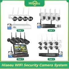 Hiseeu Outdoor 5G WiFi Security Camera System,3MP Cameras,10CH NVR,500G HDD,24/7