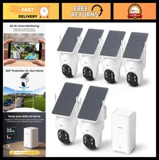 Wireless Outdoor Security Camera System, 6-Cam Kit, No Subscription, 360° Pan/Ti