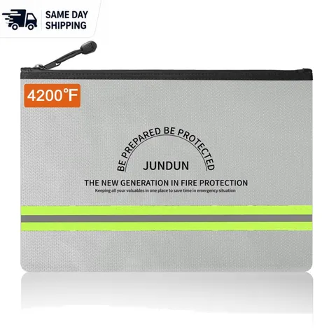 Secure Silver Fireproof Money Bag with Zipper - 10.6"x6.7" Waterproof Pouch