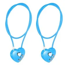 Combination Padlock (19.7 Inch, Blue)(2 Pcs), 3-Digit Heart Shaped Combo Padlock