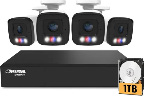 AI Powered Sentinel 4K 8CH Poee Security Camera System, 4Pcs NVR Metal Outdoor S