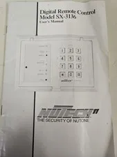 Nutone Nutech Digital Remote Control Model SX-3136 Users Manual Only {RARE}