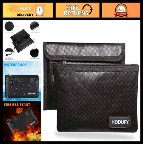 Fireproof Money Bag 5x8 inches - Non-Itchy Cash & Valuables Holder, Passport, Ke