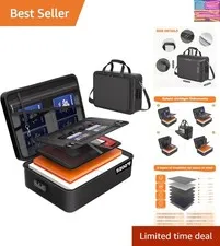 Fireproof Document Box with Lock＆Shoulder Strap, Fire Proof Safe For Home Doc...