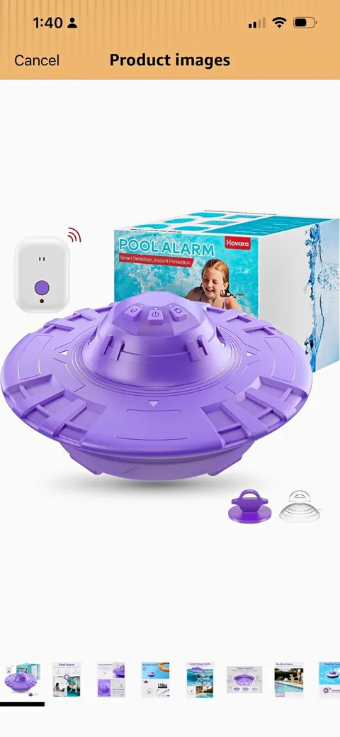 Hovara PS01 Pool Safety Alarm 110 dB Purple Sensitivity Adjust, False Trigger