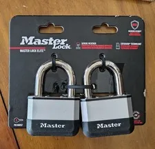 Master Lock Elite HeavyDuty Lock 2 Pk Hardened Boron Steel Shackle 2 5/8" x 1.5"