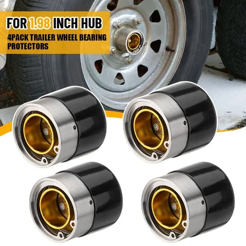1.98" Trailer Wheel Bearing Protectors, Chromed Stainless 1.980 inch-4 Pack