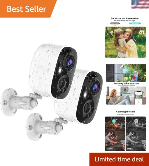 Security Cameras Wireless Outdoor,2K Indoor WiFi Wireless Cameras,Outside Bat...
