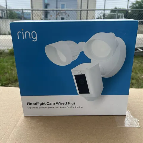 Ring Floodlight Cam Plus Outdoor Wired 1080p FHD Surveillance Camera White - NEW