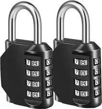 Fayleeko 4-Digit Combination Padlock, 2-Pack for Gym Locker, Fence, Toolbox