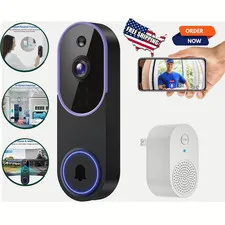 WiFi Ring Doorbell 1080P HD Security Wireless Camera Door Bell With Chime