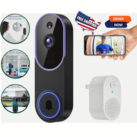 WiFi Ring Doorbell 1080P HD Security Wireless Camera Door Bell With Chime