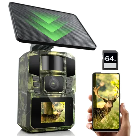 4K 48MP WiFi Solar-Powered Hunting Camera with Night Vision, SD Card Slot,...