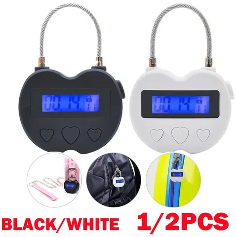1/2Pc USB Rechargeable Smart Time Lock LCD Display Temporary Timer Padlock US