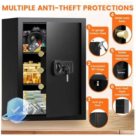 Heavy-Duty Steel Security Safe w/ Keypad Lock