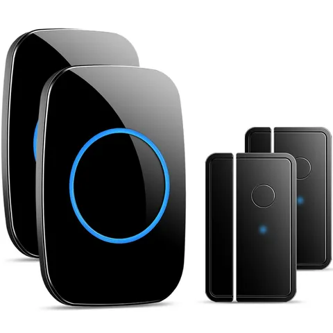 Door Chime When Opens, FullHouse 2 Sensor + 2 Receiver, Black
