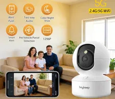 Indoor Camera 5G&2.4G WiFi,2K Security Cameras for Home Security,360°Pan & Ti...