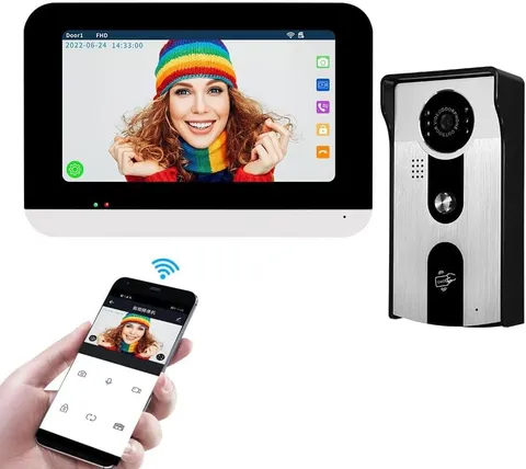 7'' TFT LCD Wired Video Intercom System Wifi Indoor Monitor HD 1080P Outdoor Cam