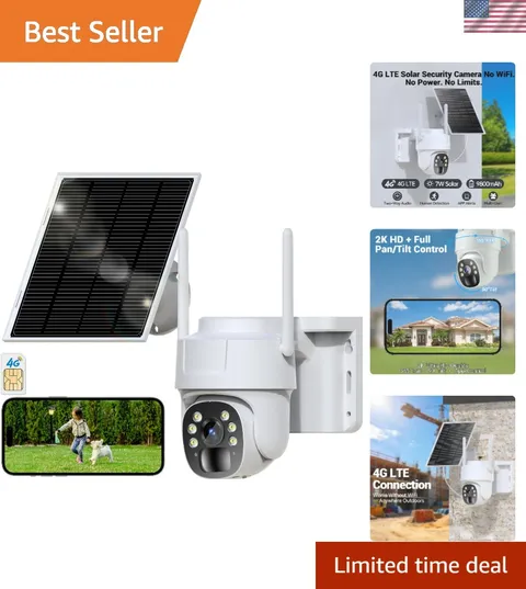 4G LTE Cellular Security Camera, Wireless Solar Powered No WiFi Needed Outdoo...