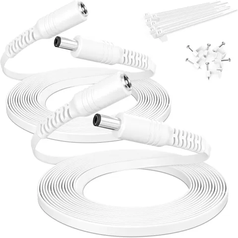 12V DC Flat Extension Cable 9M/30FT 2Pack 5.5Mmx2.1Mm Extender Cord | 5521 Femal