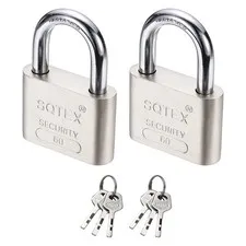 2Pcs 80 x 60 mm Heavy Duty Lock Alloy Steel High Security Padlock with 6 Keys