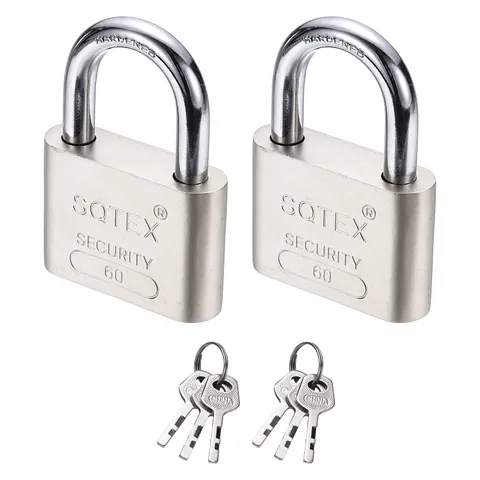 2Pcs 80 x 60 mm Heavy Duty Lock Alloy Steel High Security Padlock with 6 Keys