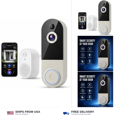 Wireless Video Doorbell Camera with Receiver, 1080P Battery Powered | AI Huma...