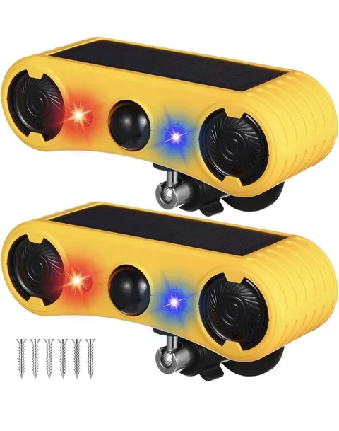 Qualirey Solar Outdoor Motion Sensor Dog Barking Alarm for Yard,2 Pack