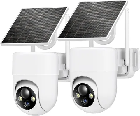 2K Solar Security Cameras Wireless Outdoor 360° View Home Security WIFI | 2-Pack