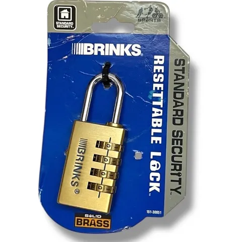 Padlock BRINKS  Solid Brass 4-Dial Resettable Padlock Chrome Plated Combination