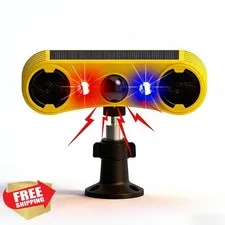QXMH Solar Motion Alarm Dog Barking Sound 1 Pack Strobe Light