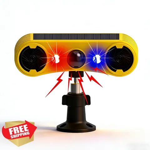 QXMH Solar Motion Alarm Dog Barking Sound 1 Pack Strobe Light