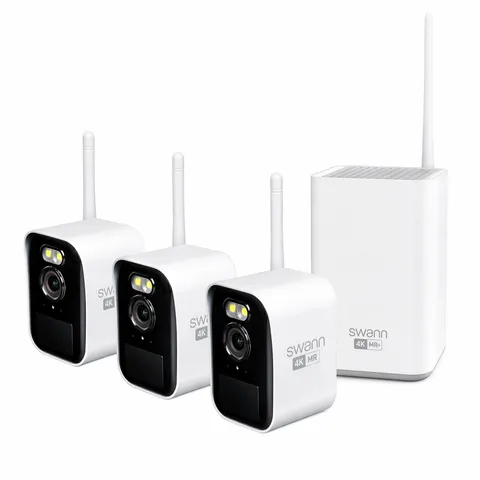 Swann MaxRanger4K Mini Wireless Security System & 3x MINICAM 4K IP Cameras