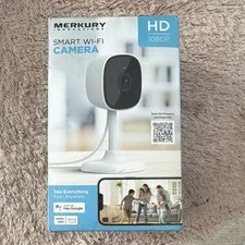 Merkury Innovations Smart Wi‑Fi Camera 1080p HD Indoor White Alexa Google