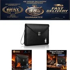 Fireproof Document Bag with Lock - Waterproof Zipper Holder 16.5x12.2 in
