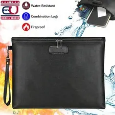 Large Fireproof Document Bag Waterproof Safe Cash Money Pouch Storage Organizer