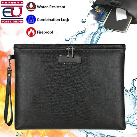 Large Fireproof Document Bag Waterproof Safe Cash Money Pouch Storage Organizer