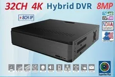 SuperLive Plus 32CH DVR 4K 8MP HD Analog Hybrid DVR 4xSATA H.265 NDAA Compliant
