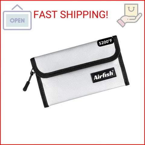 Airfish Fireproof Money Bag, 5 x 8 inches Fireproof Wallet, Waterproof Cash Bag